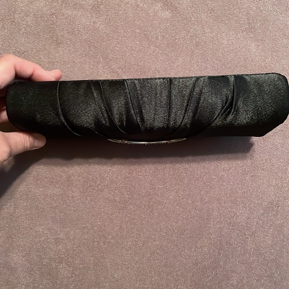 Bijoux Terner black satin clutch with rhinestones like new! - Picture 7 of 15